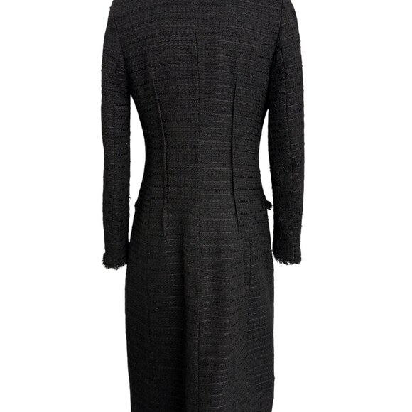 Zara Basic Womens Black Tweed Long Button-Up Coat Dress - Picture 10 of 14
